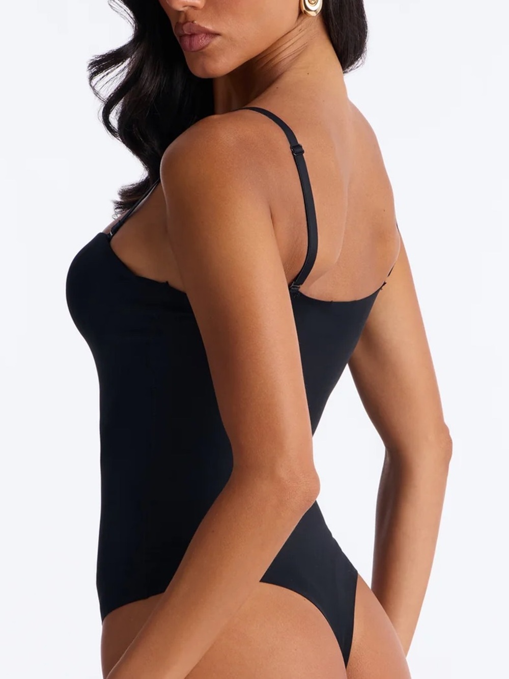 Fashion Nova Black Seamless Sweetheart Bodysuit with Adjustable Straps - Picture 2 of 2